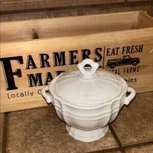 Elegant White Ceramic Sugar Bowl